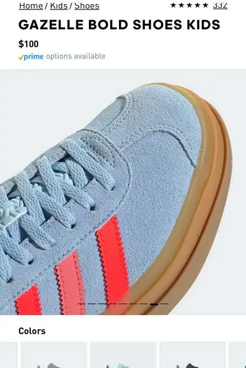 Adidas Gazelle Bold Kids Clear Sky / Solar Red / Gold Metallic in size 5. New!